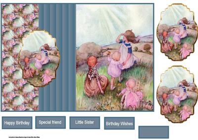Children at Play Fold Back Card with Toppers