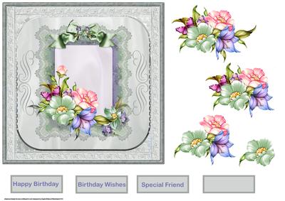 Delicate Flowers Card with Decoupage