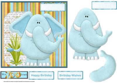 Zoo Elephant Card with Large Decoupage