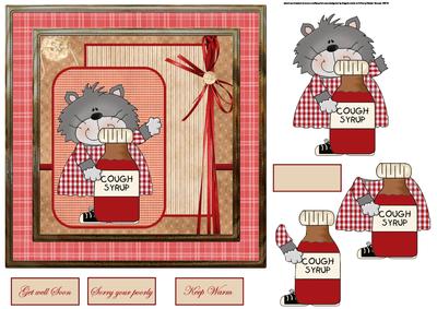 Cough Syrup Card with Decoupage