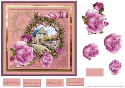 Dovecote and Roses Card with Decoupage