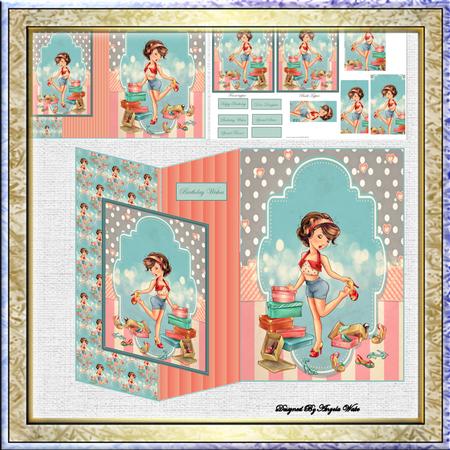 A Girl Loves Shoes Fold Back Card with Toppers