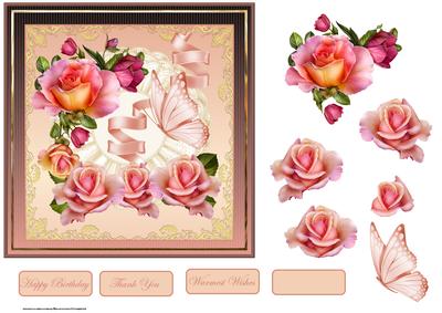 Butterfly and Roses Card with Decoupage