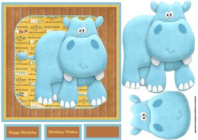 Hippo from the Zoo Card with Large Decoupage
