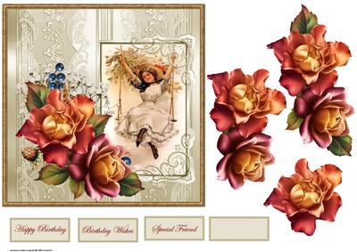 Late Summer Rose Card with Decoupage