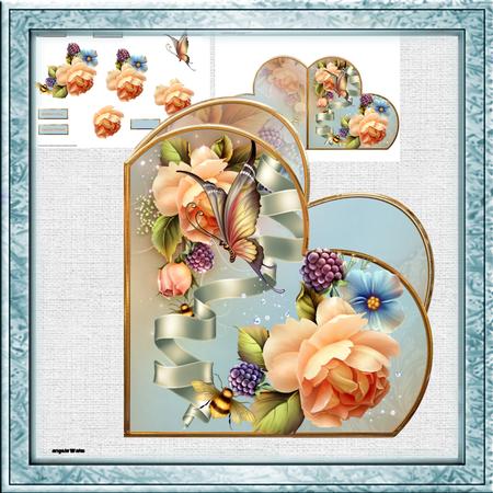 English Rose Heart Shaped Card Mini Kit