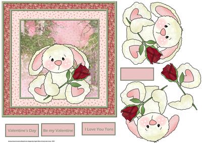 Valentine Rabbit Card with Decoupage