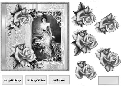 Romantic Evening Card with Rose Decoupage