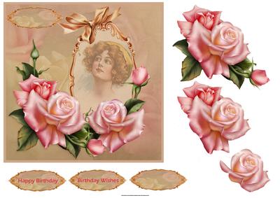 Rose and Vintage Beauty Card with Decoupage