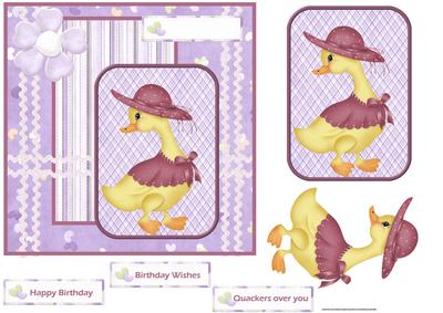It is a Quacker Day Card with Decoupage
