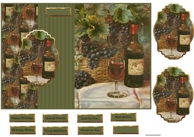 Vintage Bottle of Red Wine Foldback Card
