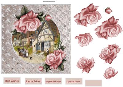 Old Village Pub Card with Decoupage