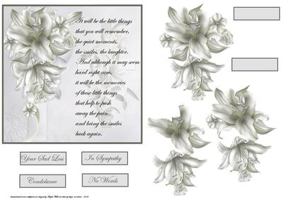 Sympathy Lilies Card with Decoupage and Verse