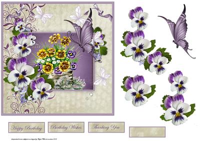 Pansy and Butterfly Card with Decoupage