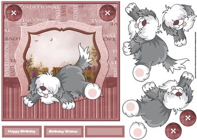Dogs Unconditional Love Card with Decoupage