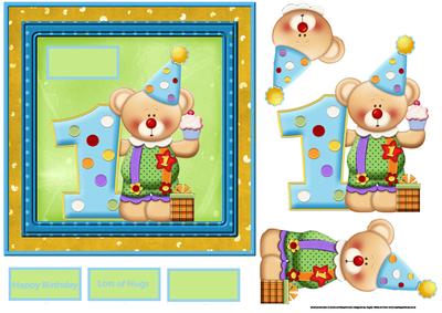 Teddy Clown Card with Decoupage
