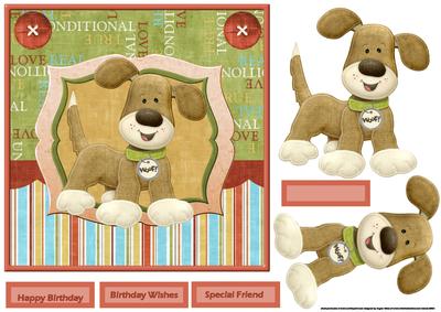 A Big Woof to You Card Front with Decoupage