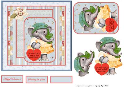 Elephant Valentine Card with Decoupage