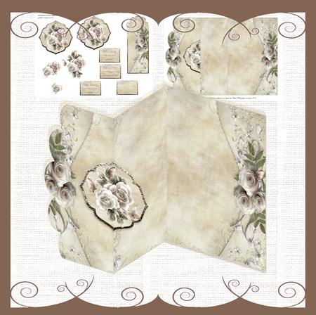 White Rose Scallop Fold Back Card Mini Kit