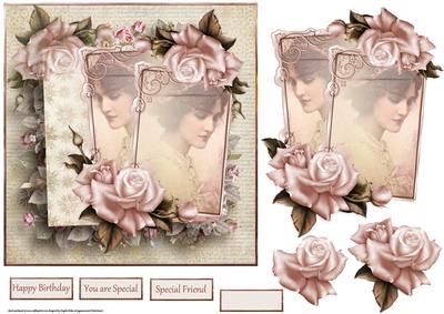 Rose and Reflections Card with Decoupage