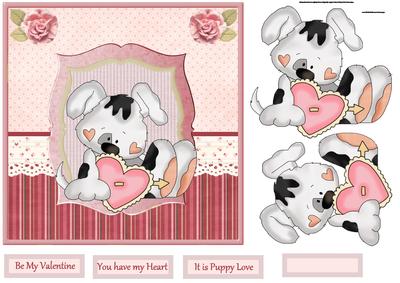 Puppy with a Big Heart Card and Decoupage
