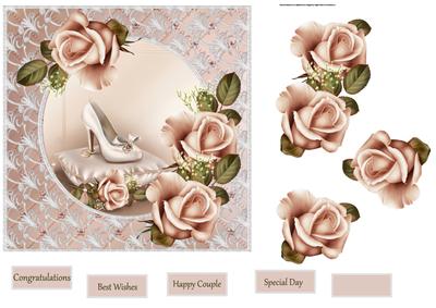 Wedding Rings and Roses Card with Decoupage