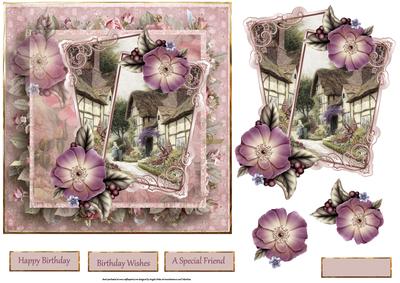 Cottage Garden Card with Decoupage