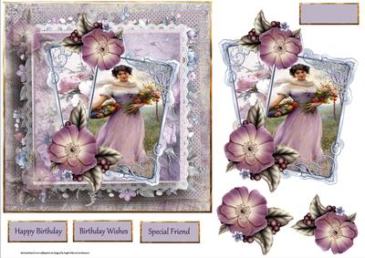 Bringing the Flowers Home Card with Decoupage