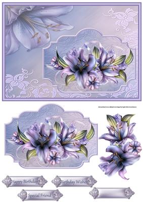 Winter Lilies Card with Decoupage