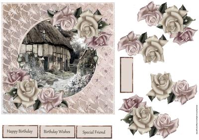 Cottage Garden Card with Decoupage