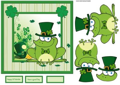 Lucky Irish Frog Card, with Decoupage