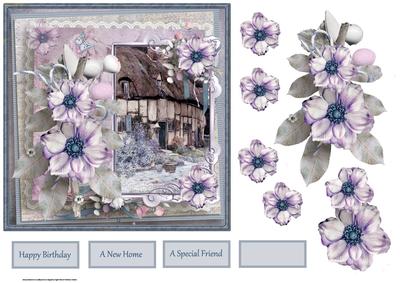 Lilac Cottage Card with Decoupage