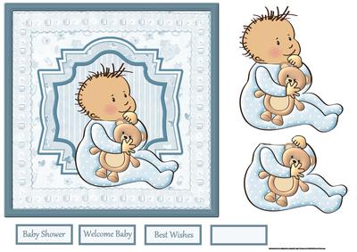 Baby Boy Baby Shower Card with Decoupage