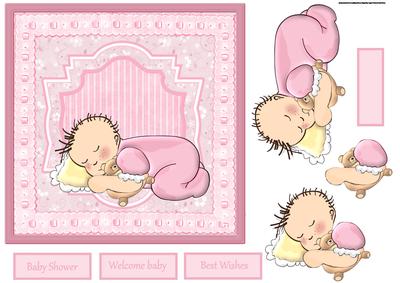 Baby Girl Baby Shower Card and Decoupage