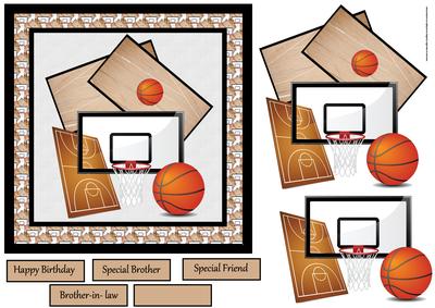 Basket Ball Card with Decoupage