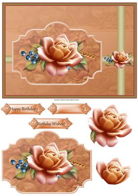 Autumn Rose Card with Decoupage