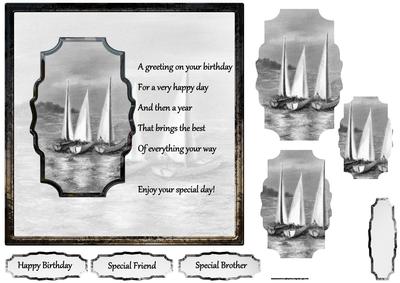 Sailing at Night Card with Shaped Layers and Verse