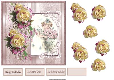 The Smell of Roses Card Front with Decoupage
