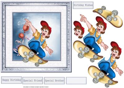 Skate Boarder Card with Decoupage