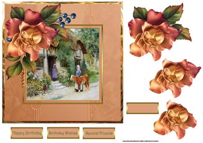 Going to Market Card with Floral Decoupage