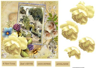 Lemon Rose and Vintage Scene Card