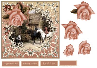 Morning Ride on the Horse Card with Decoupage