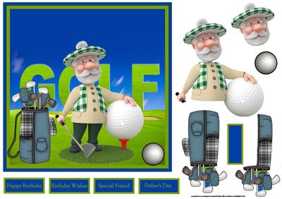 Golfer Card with Decoupage