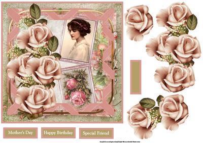 Rose and Sweet Memories Card with Decoupage