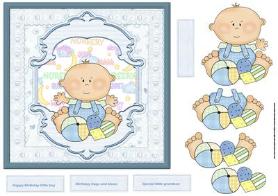 Baby Boys First Birthday Card with Decoupage