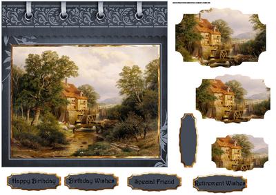 Watermill Card with Shaped Layers and Sentiment Tags