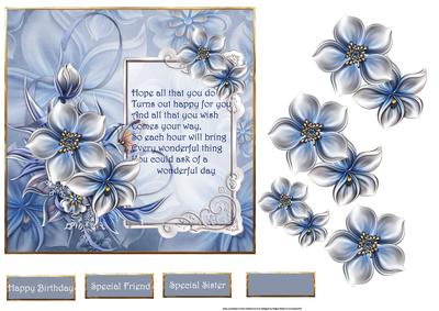 Blue Florals Card with Verse and Decoupage