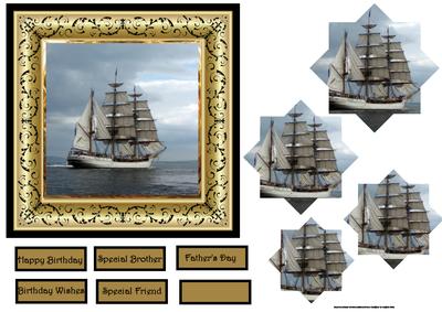 Tall Ship Card with Shaped Layers