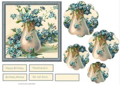 Vase of Blue Flowers Card with Petal Stackers