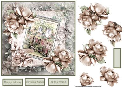 Rose Cottage Card with Decoupage